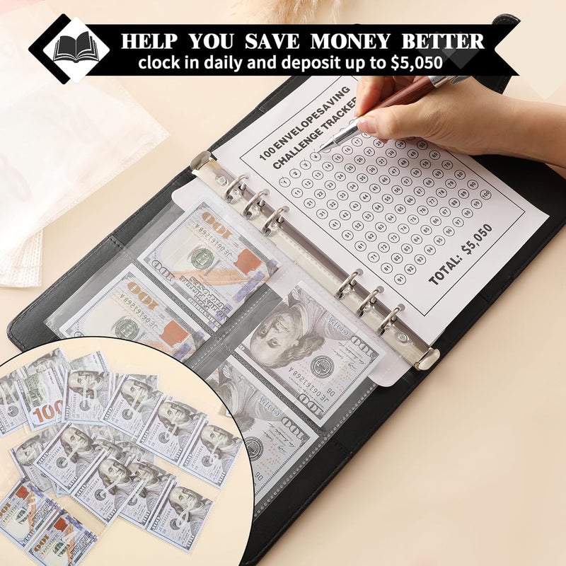 NICOOTH 100 Envelopes Money Saving Binder A5 Savings Challenge Book Easy and Fun Way to Save $5050 - Image 5